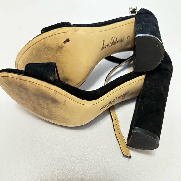 SAM EDELMAN Black Suede Yaro Heels 5 - Picture 4 of 4